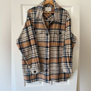 Lucky Brand Tan  & Blue Plaid Flannel